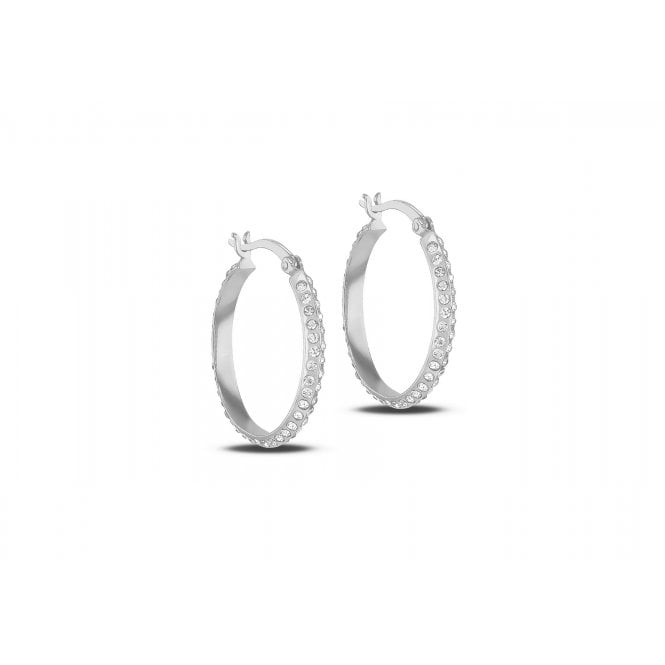 Eternity Sterling Silver Round Crystal Creole Earrings