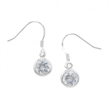 Sterling Silver Round Cubic Zirconia Drop Earring