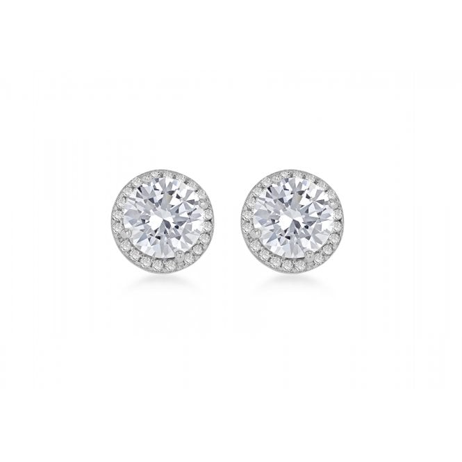 Eternity Sterling Silver Round Cubic Zirconia Halo Stud Earrings