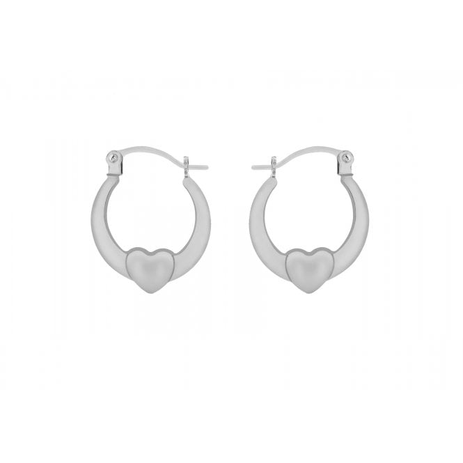 Eternity Sterling Silver Small 14mm Heart Creole Hoop Earrings
