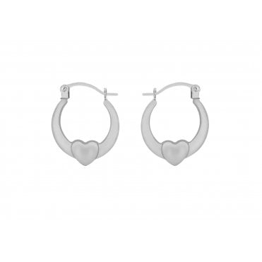 Sterling Silver Small 14mm Heart Creole Hoop Earrings