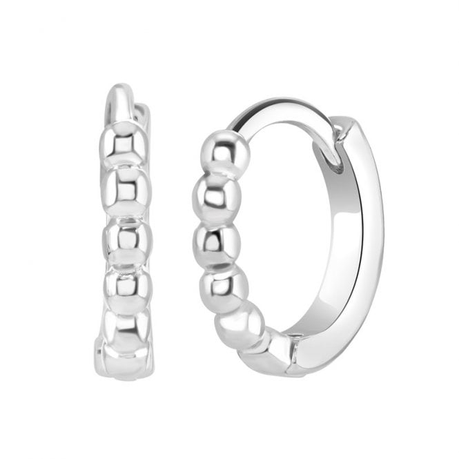 Eternity Sterling Silver Small Beaded Huggies