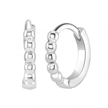 Sterling Silver Small Beaded Huggies