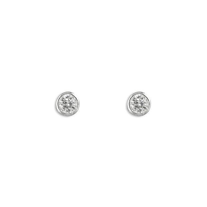 Eternity Sterling Silver Small Cubic Zirconia Round Rubover Stud Earrings