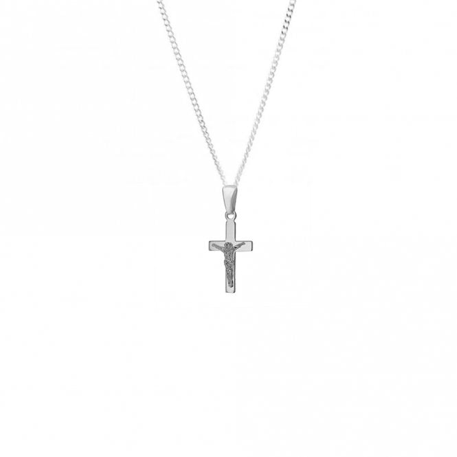Eternity Sterling Silver Small Flat Crucifix and Chain