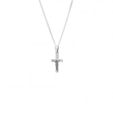 Sterling Silver Small Flat Crucifix and Chain