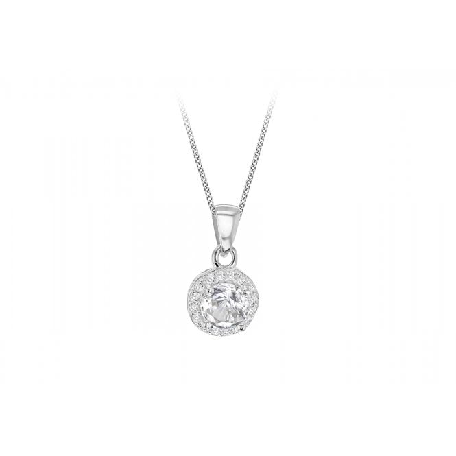 Eternity Sterling Silver Small Round Cubic Zirconia Halo Pendant and 18