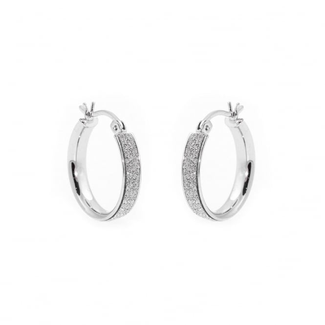 Eternity Sterling Silver Small Round Stardust Creole Hoop Earrings
