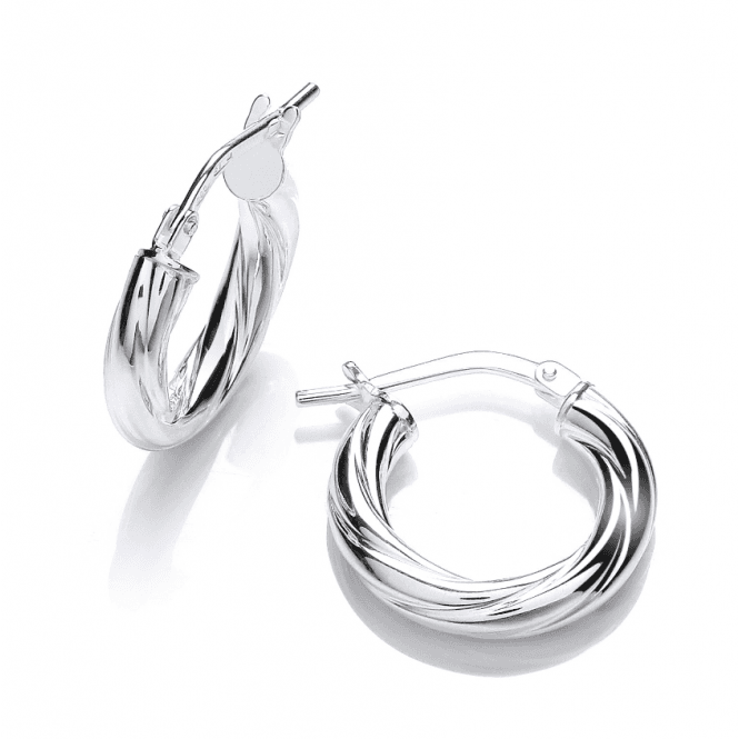 Eternity Sterling Silver Small Twisted Creole Earrings