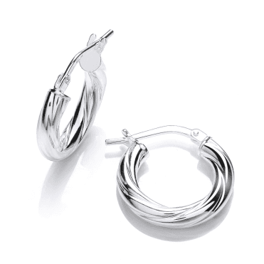 Sterling Silver Small Twisted Creole Earrings