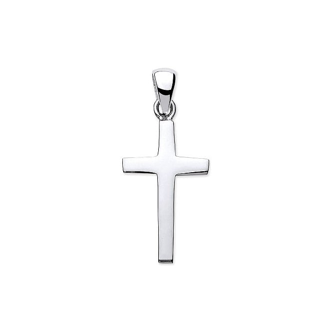 Eternity Sterling Silver Solid Plain Mens Cross Pendant & Chain