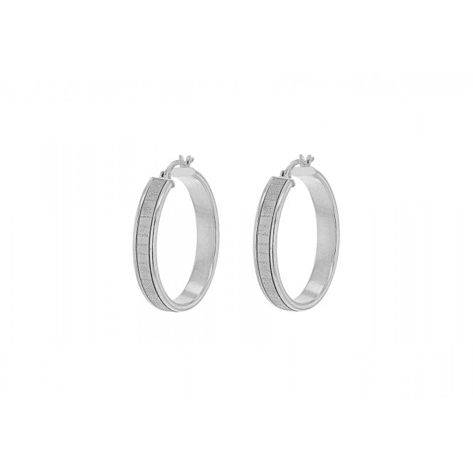 Eternity Sterling Silver Stardust Round Creole Hoop Earrings