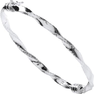 Sterling Silver Twisted Ribbed Hollow Hinged Bangle