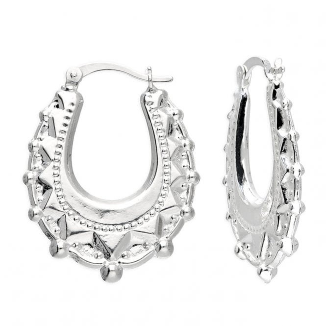 Eternity Sterling Silver Vintage Prong Creole Earrings