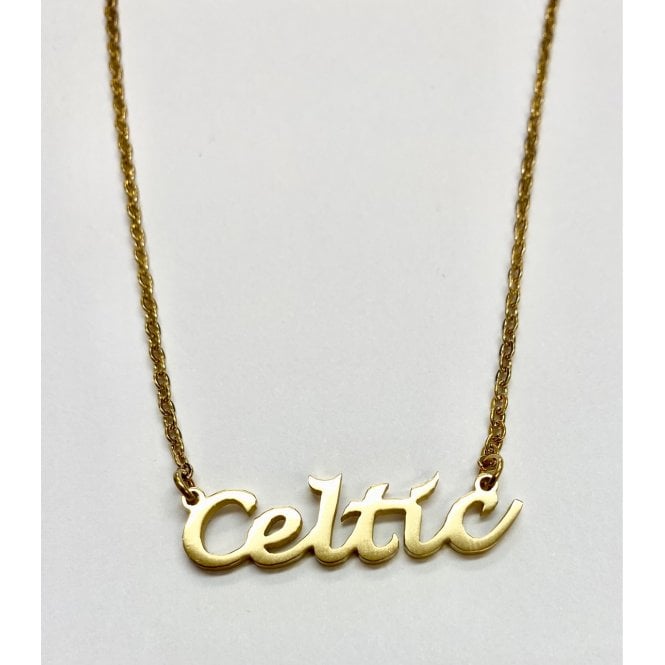 Football Jewellery Gold Plated Celtic FC Name Dropper Pendant & Chain