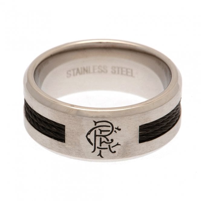 Football Jewellery Rangers FC Stainless Steel Black Inlay Ring Size U