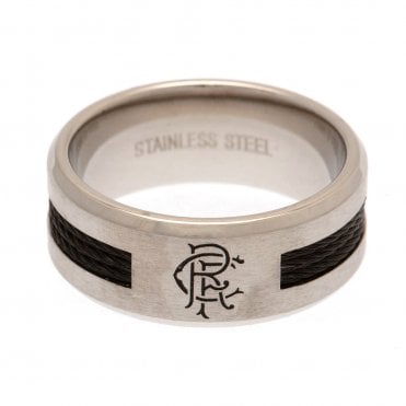 Rangers FC Stainless Steel Black Inlay Ring Size X