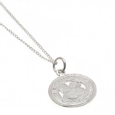 Silver CELTIC FC Large Round Cut Out Crest Pendant and Chain  CFC601S