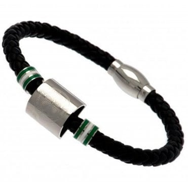 Stainless Steel and Leather Celtic Bracelet