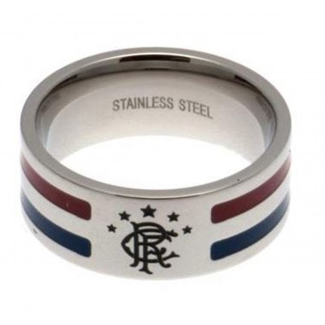 Football Jewellery Stainless Steel Rangers Coloured Ring Size X