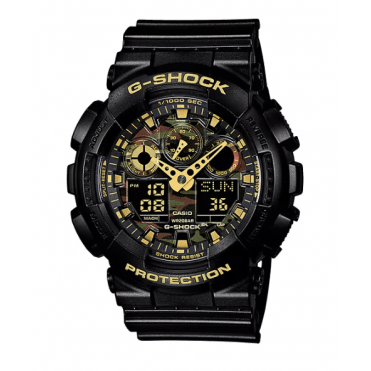 G-SHOCK Analogue & Digital Camouflage Dial with Yellow Accents Watch GA-100CF-1A9ER