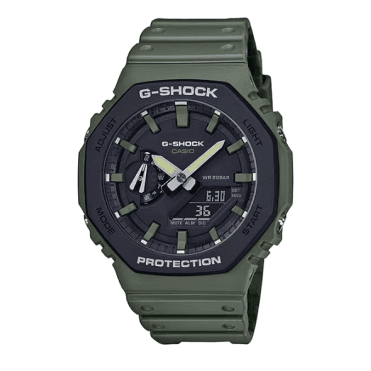 G-SHOCK Digital & Analogue Black Dial Green Strap Watch GA-2110SU-3AER