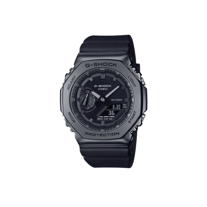 G-SHOCK Digital & Analogue Black Dial Metal Bezel Black Strap Watch GM-2100BB-1AER