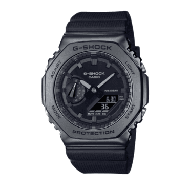 G-SHOCK Digital & Analogue Black Dial Metal Bezel Black Strap Watch GM-2100BB-1AER