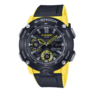 G-SHOCK Digital & Analogue Black Dial Yellow Accents Black & Yellow Strap Watch GA-2000-1A9ER