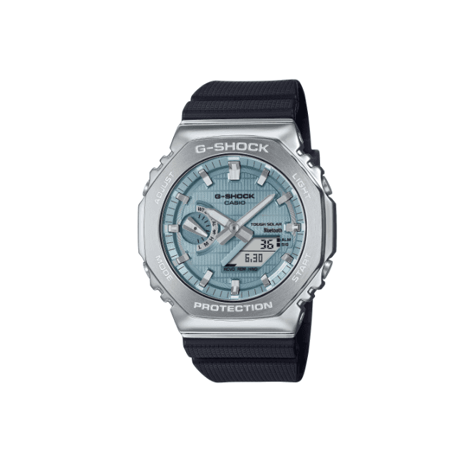 G-SHOCK Digital & Analogue Blue Dial Stainless Steel Bezel Black Strap Watch GBM-2100A-1A2ER