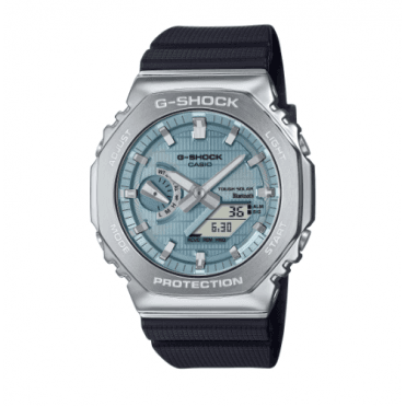 G-SHOCK Digital & Analogue Blue Dial Stainless Steel Bezel Black Strap Watch GBM-2100A-1A2ER