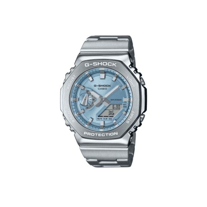 G-SHOCK Digital & Analogue Blue Dial Stainless Steel Bracelet Watch GM-2110D-2AER