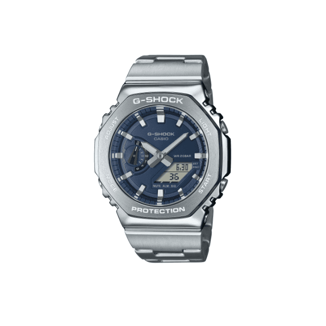 G-SHOCK Digital & Analogue Navy Blue Dial Stainless Steel Bracelet Watch GM-2110D-2BER