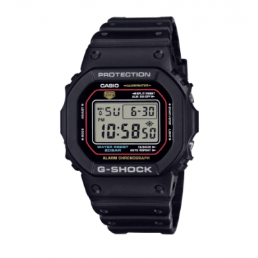 G-SHOCK Digital Display Red Accents Black Strap Watch DW-5600RL-1ER