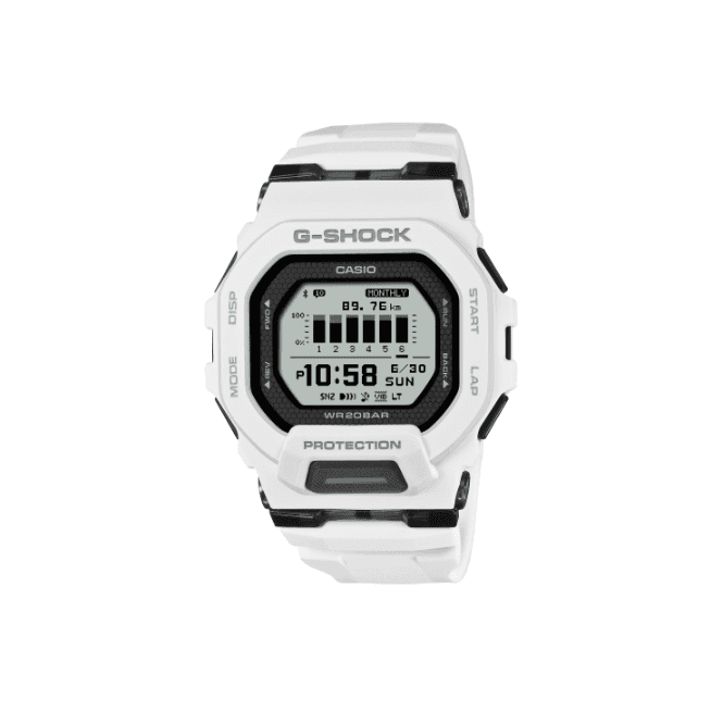 G-SHOCK Digital Display White & Black Strap Watch GBD-200-7ER