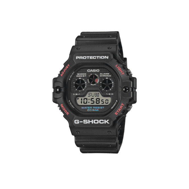 G-SHOCK Digital Red and Blue Accents Black Strap Watch DW-5900U-1ER