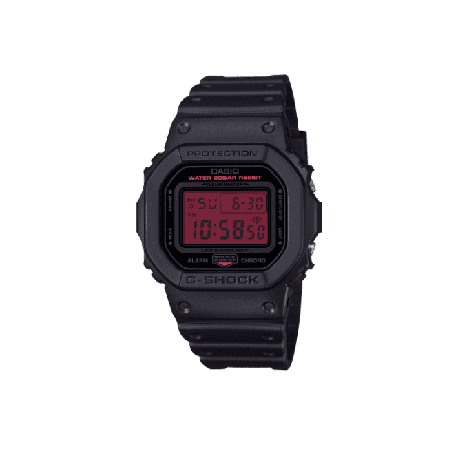 G-SHOCK Red Digital Display Black Strap Watch DW-5600BBR-1ER