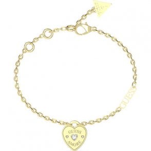 Gold Plated Heart Charm Bracelet UBB05057YGL