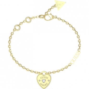 Gold Plated Heart Charm Bracelet UBB05057YGL