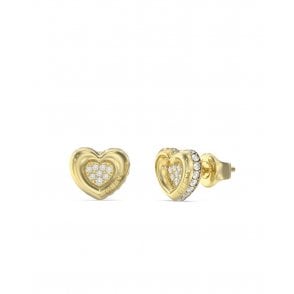 Gold Plated Heart Pave Stud Earrings UBE05466YG