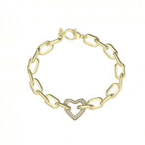Gold Plated Large Pave Heart Bracelet UBB05016YG