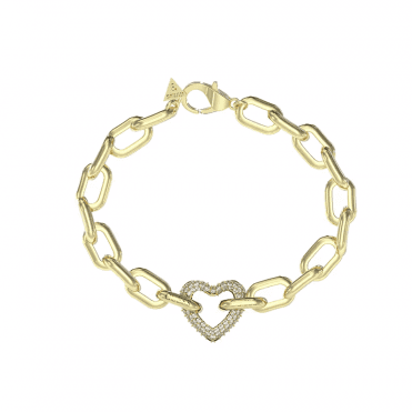 Gold Plated Large Pave Heart Bracelet UBB05016YG