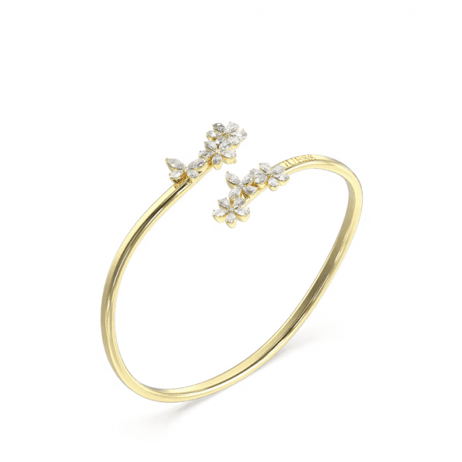 Guess Gold Plated Multi Flowers Crystal Bangle UBB05103YGL