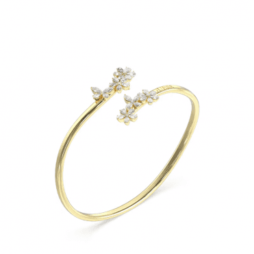 Gold Plated Multi Flowers Crystal Bangle UBB05103YGL