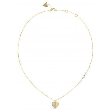 Gold Plated Plain & Pave Heart Necklace  JUBN03035JWYGT/U