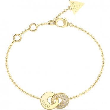 Gold Plated Two Pave Circles Bracelet UBB05220YGL