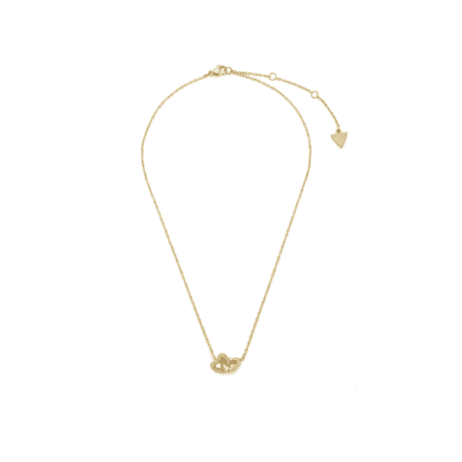 Guess Ladies Gold Plated Crystal Heart Links Necklace JUBN06 013JW YG