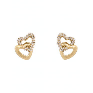 Ladies Gold Plated Crystal Heart Links Stud Earrings JUBE06 015JW YG
