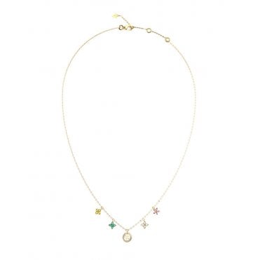 Ladies Gold Plated Flower Charm Necklace JUBN06 032JW YGMC