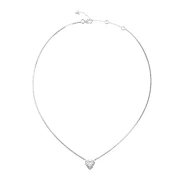Ladies Rhodium Plated Crystal Heart Necklace JUBN06 016JW RH